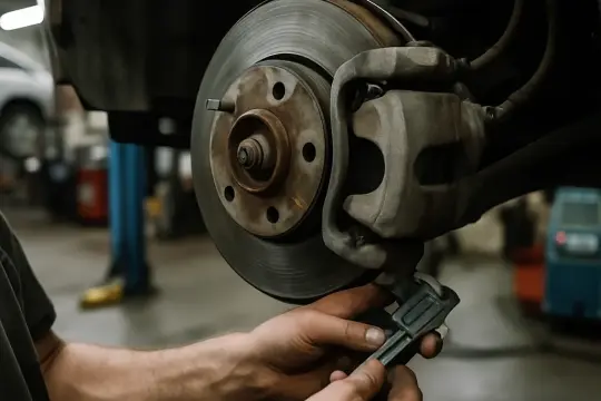 Brake inspection and rotor measurement in shop - diagnostic guide