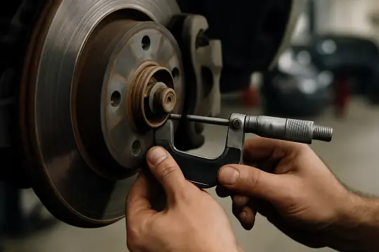 Brake inspection and rotor measurement in shop - diagnostic guide